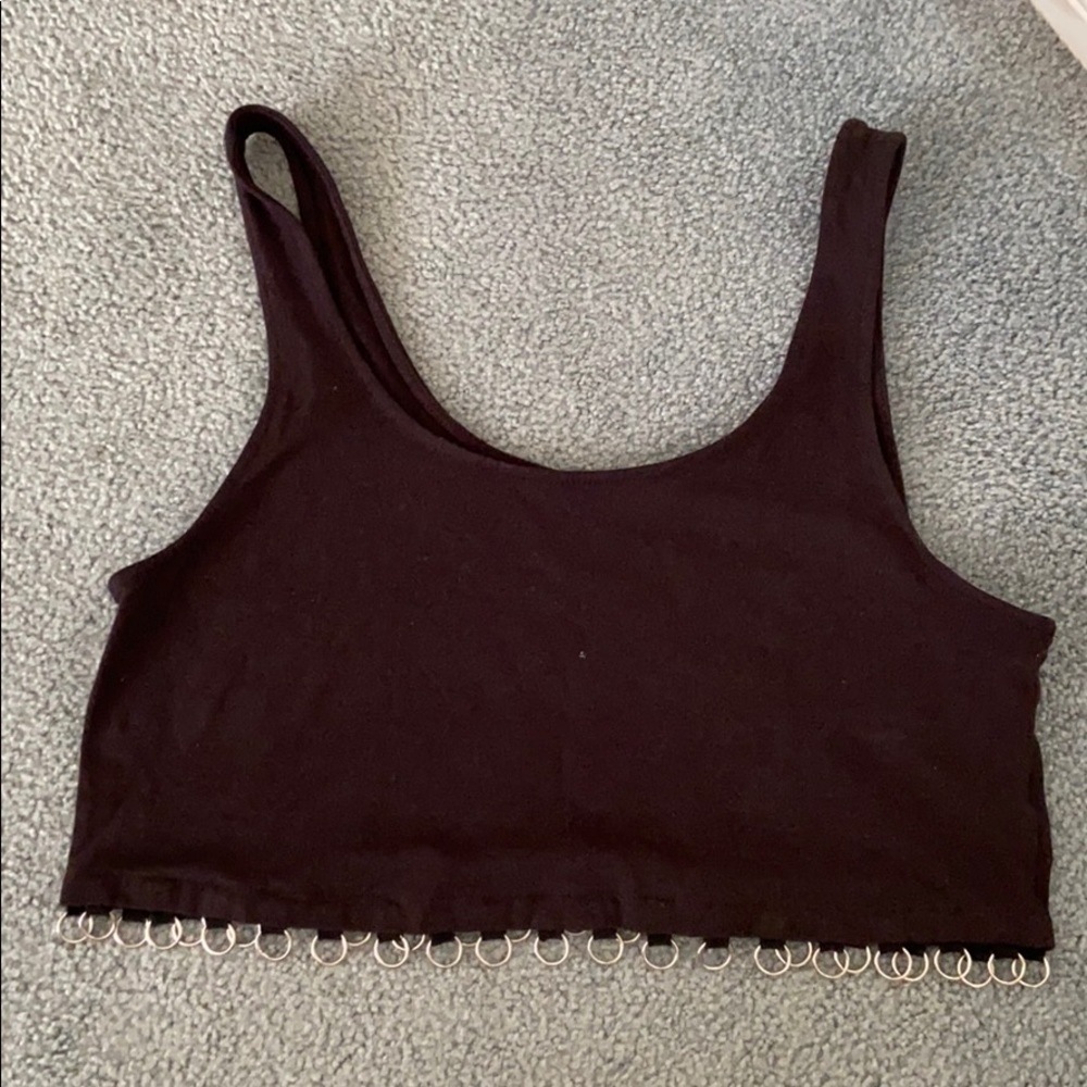 Fashion nova black crop top with ringed hoops